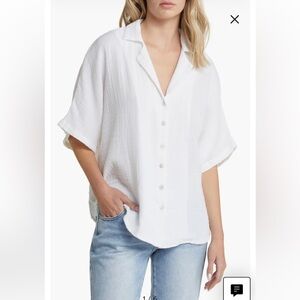 Rip Curl Cotton Gauze White Button Down Top